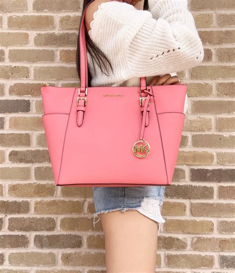 michael kors pink hamilton studded tote|Michael Kors saffiano large tote.